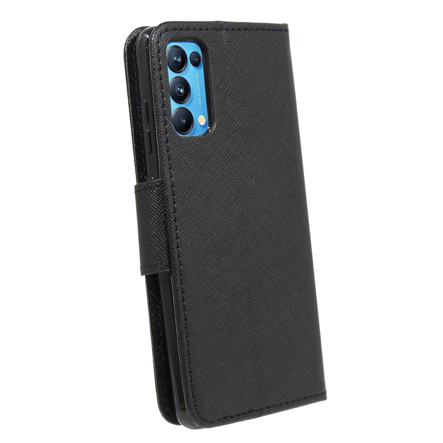 Buch Tasche "Fancy" für OPPO RENO 5 PRO 5G Handy Hülle Etui Brieftasche Schutzhülle mit Standfunktion Kartenfach Schwarz