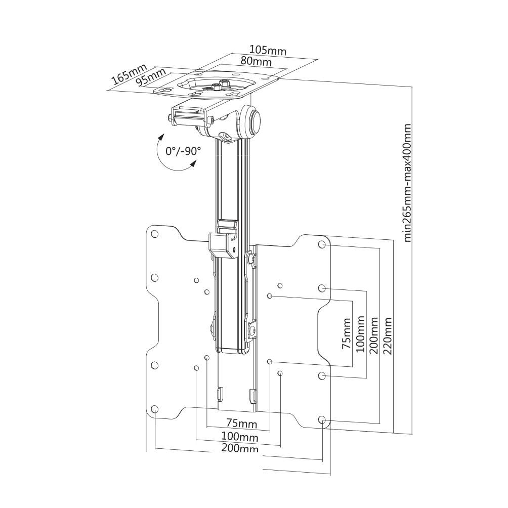 Neomounts FPMA-C020BLACK TV-Deckenhalterung 25,4cm (10") - 101,6cm (40") Neigbar