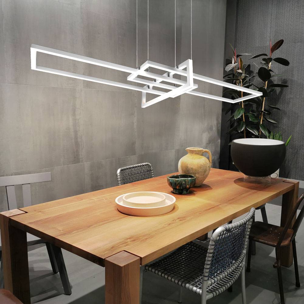 LED Hängeleuchte Esstisch dimmbar Hängelampe Wohnzimmer Modern LED Deckenleuchte Esszimmer, mit Switch Dimmer in weiß,1x 34W LED 4400lm 4000K, BxH