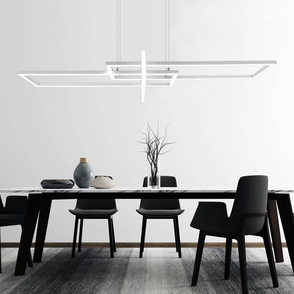 LED Hängeleuchte Esstisch dimmbar Hängelampe Wohnzimmer Modern LED Deckenleuchte Esszimmer, mit Switch Dimmer in weiß,1x 34W LED 4400lm 4000K, BxH