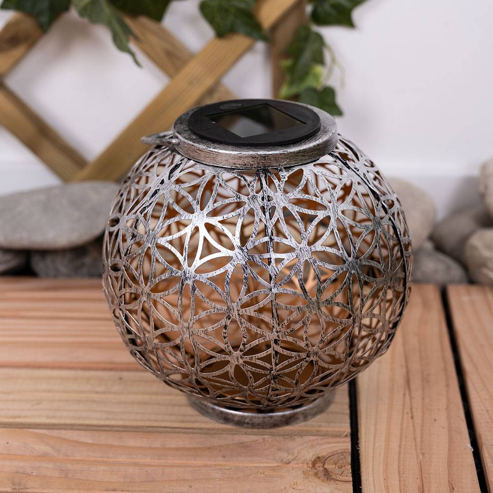 Solar Lampe Outdoor Solarleuchte orientalisch LED Solar Laterne Außen, Lichteffekt Lebensblume, 1x LED warmweiß, DxH 20x29 cm, Terrasse Garten