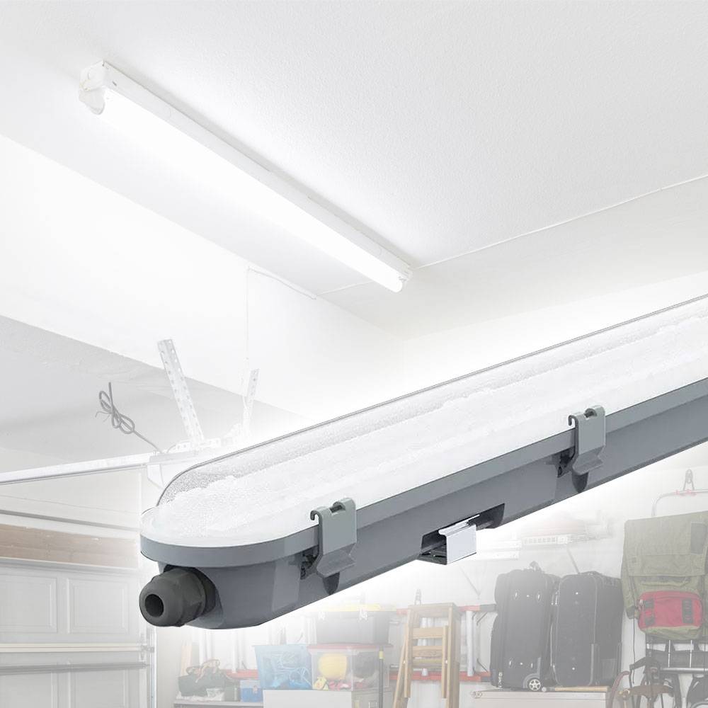 LED Feuchtraumleuchte 60 cm kaltweiß LED Werkstatt Deckenleuchte, Reihenschaltung Röhre IP65, 1x LED 18W 2160lm 6400K, Keller Garage