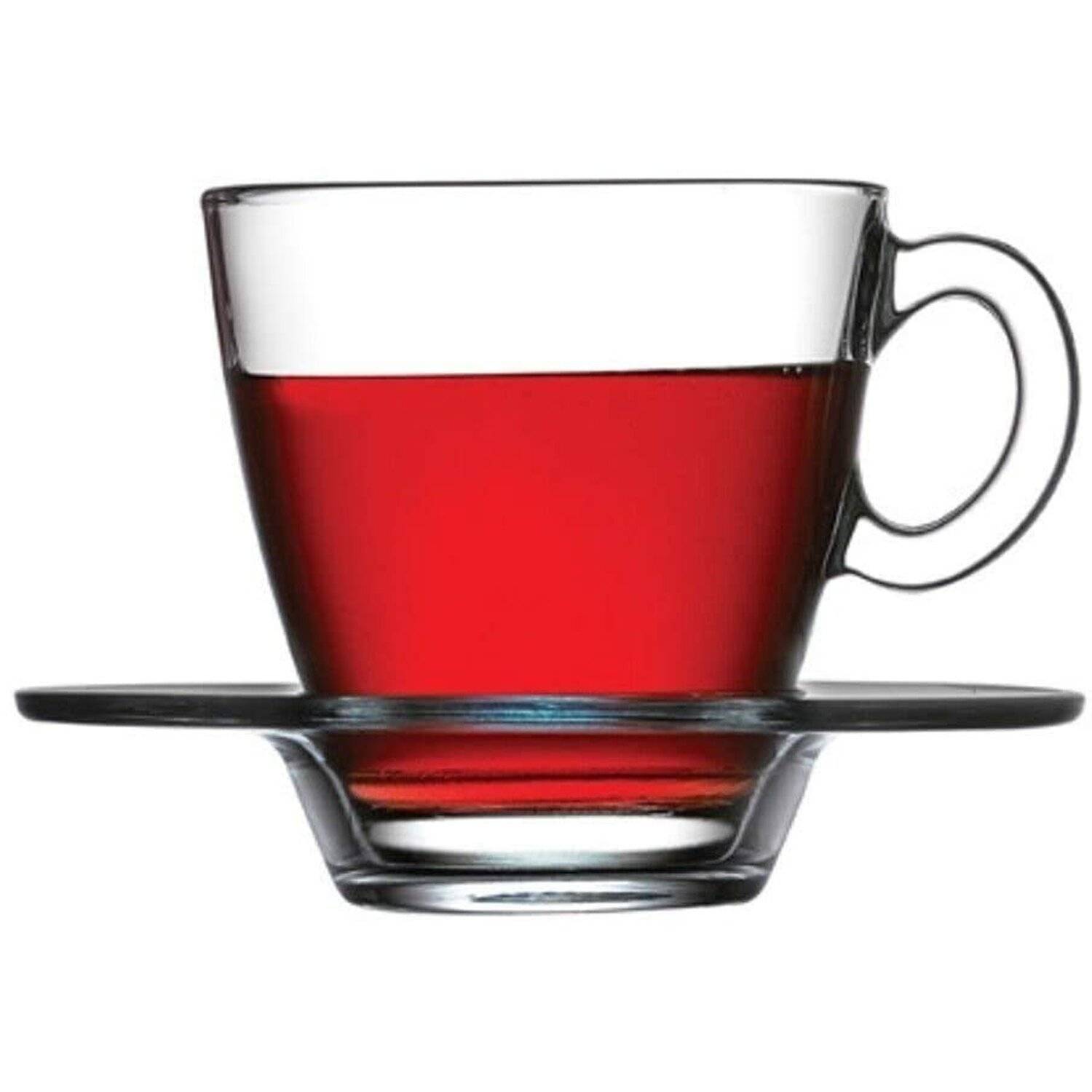 12 tlg Teeglas mit Unterteller Capuccino Glas Kaffe Latte Gläserset Cay Bardagi Cay Seti , 6x Teeglas, 6x Untertasse