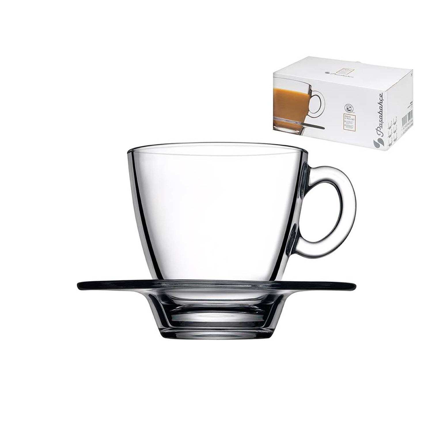 12 tlg Teeglas mit Unterteller Capuccino Glas Kaffe Latte Gläserset Cay Bardagi Cay Seti , 6x Teeglas, 6x Untertasse