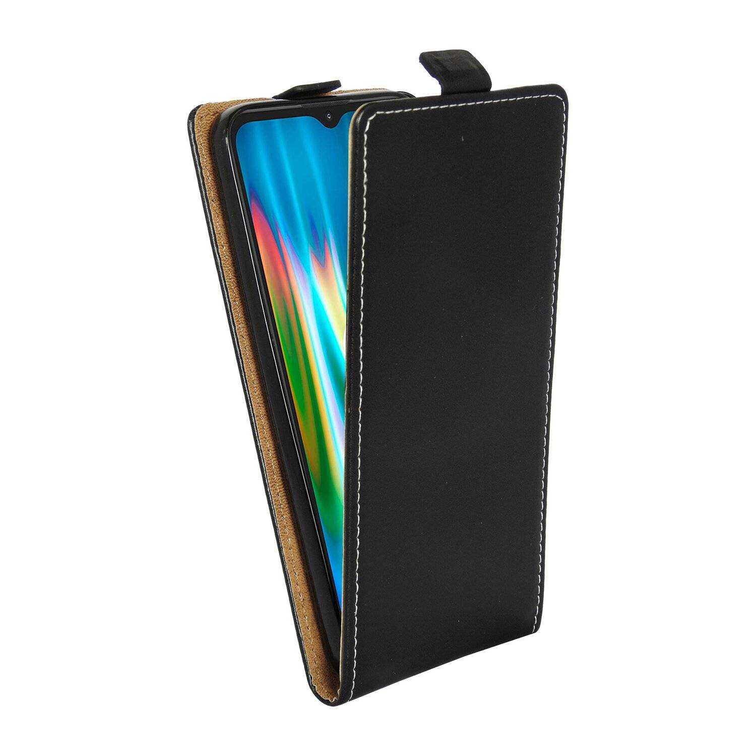 Flip Case kompatibel mit MOTOROLA MOTO G9 PLAY Handy Tasche vertikal aufklappbar Schutzhülle Klapp Hülle Schwarz