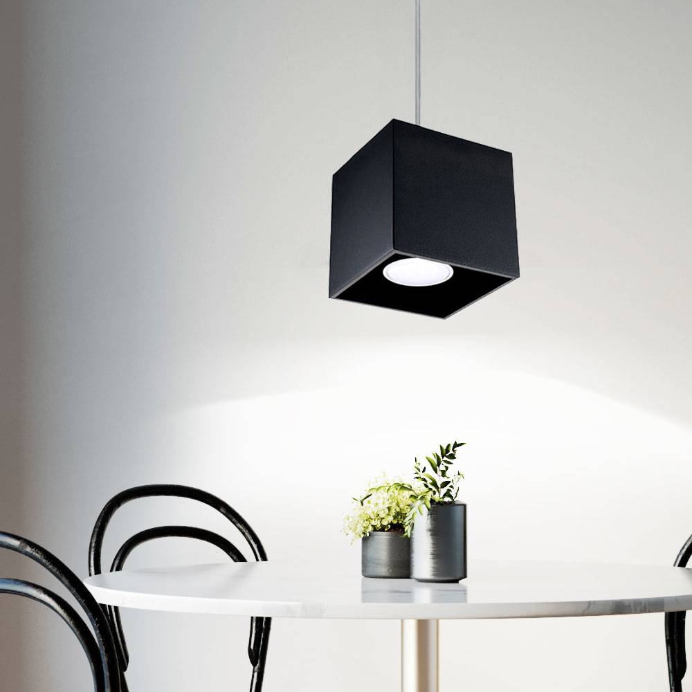 Hängelampe Esszimmer Wohnzimmerlampe modern hängend Pendelleuchte schwarz, Aluminium, 1x GU10, LxH 10x80 cm