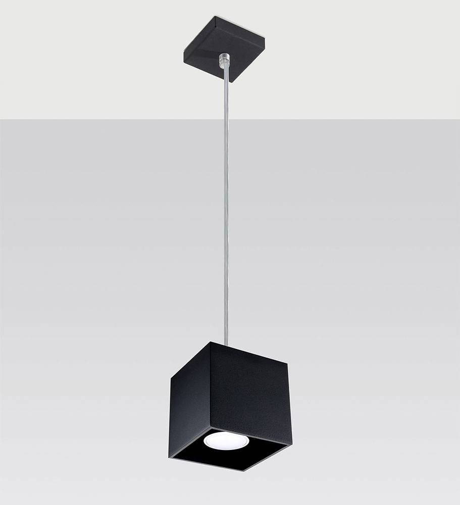 Hängelampe Esszimmer Wohnzimmerlampe modern hängend Pendelleuchte schwarz, Aluminium, 1x GU10, LxH 10x80 cm