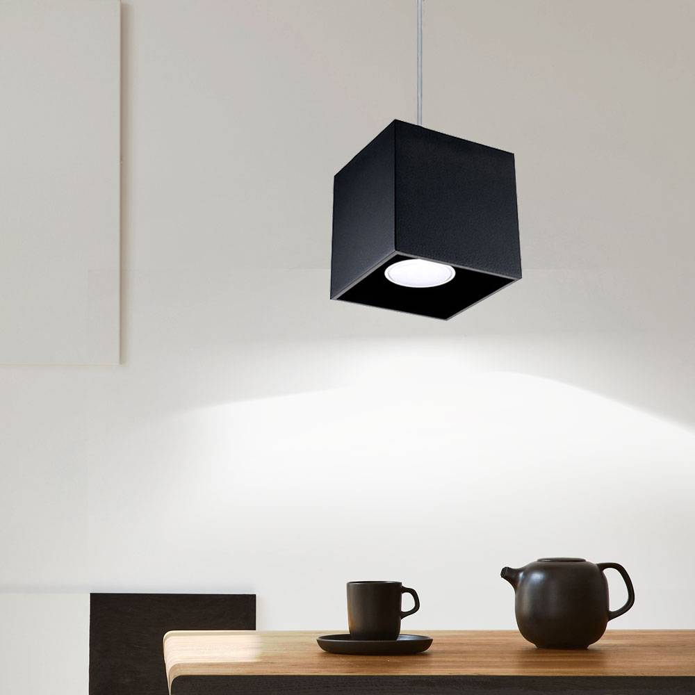 Hängelampe Esszimmer Wohnzimmerlampe modern hängend Pendelleuchte schwarz, Aluminium, 1x GU10, LxH 10x80 cm