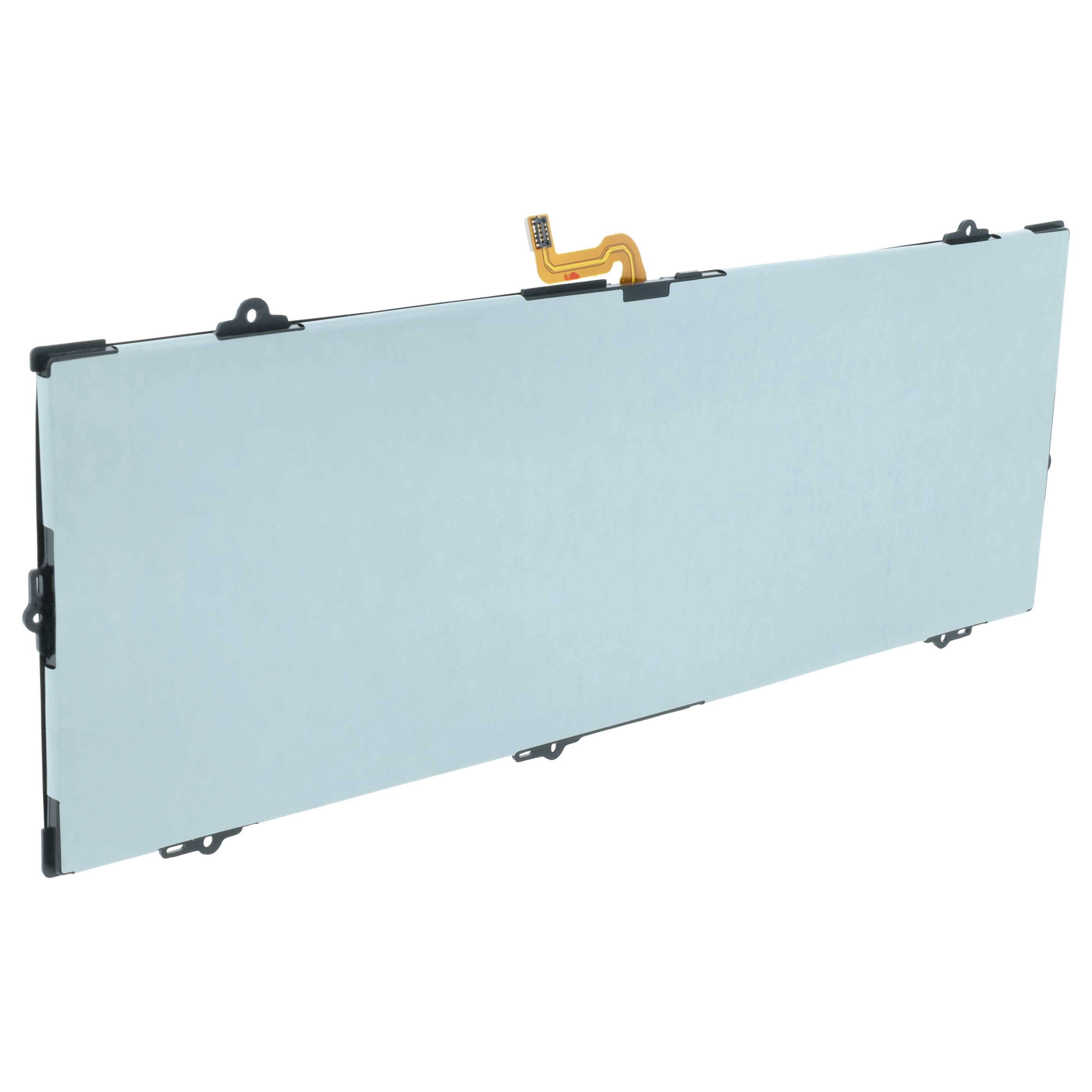 Blaues rechteckiges LCD-Anzeigefeld mit Befestigungsclips und einem Flachbandkabel auf weißem Hintergrund.