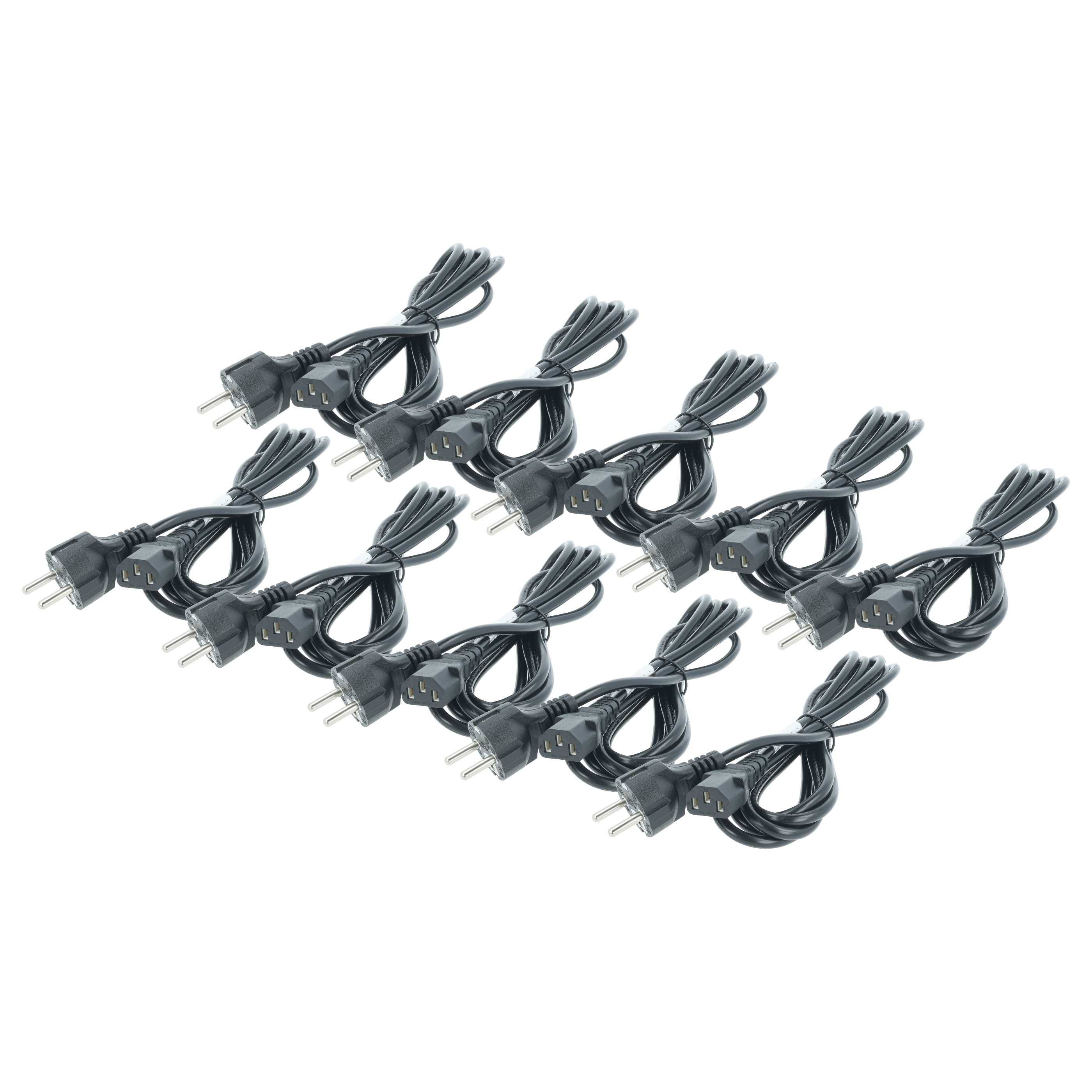 vhbw 10x Netzkabel für Kaltgeräte Schutzkontaktstecker C13 Buchse 3m für PC Monitor Computer Drucker usw.