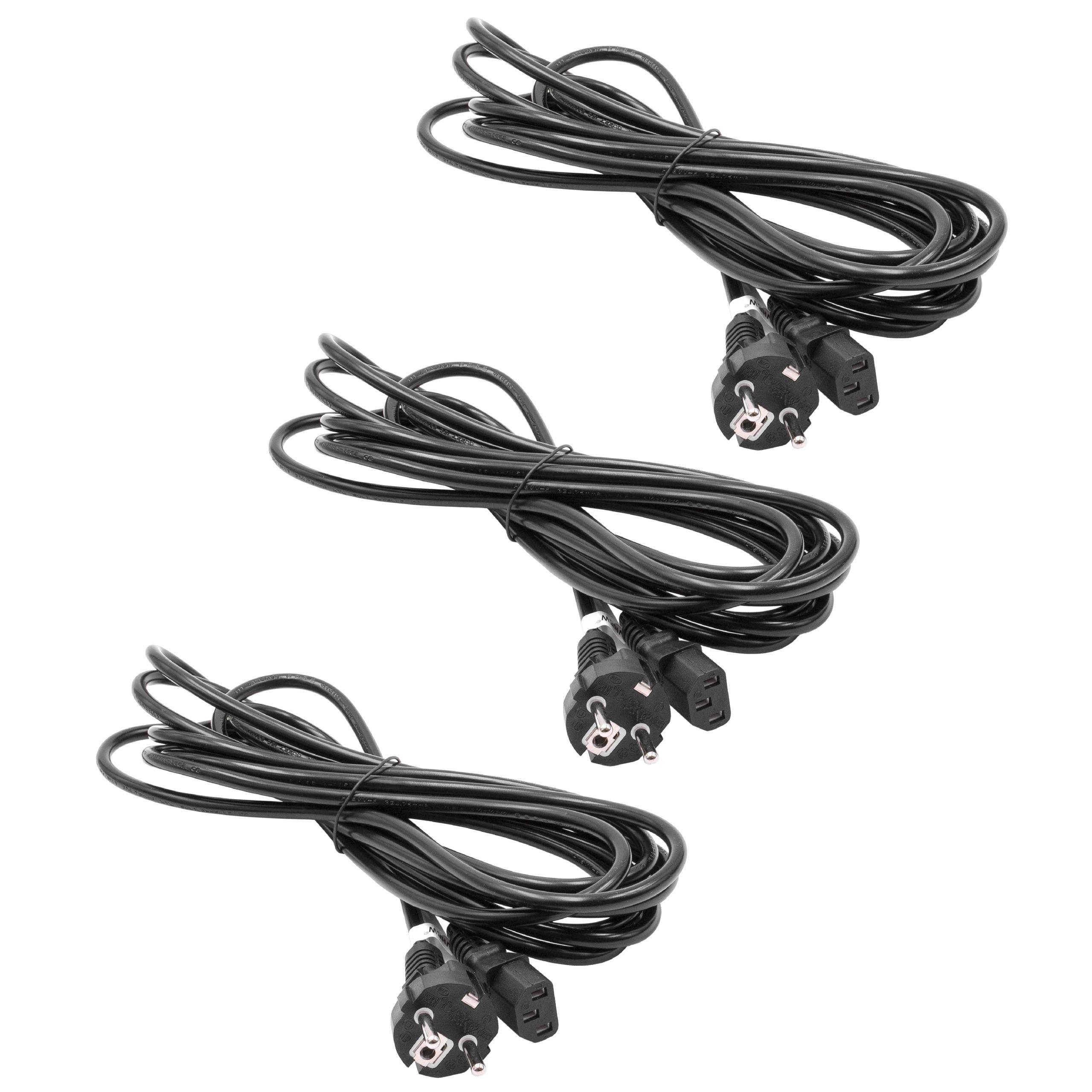 vhbw 3x Netzkabel für Kaltgeräte Schutzkontaktstecker C13 Buchse 5m für PC Monitor Computer Drucker usw.