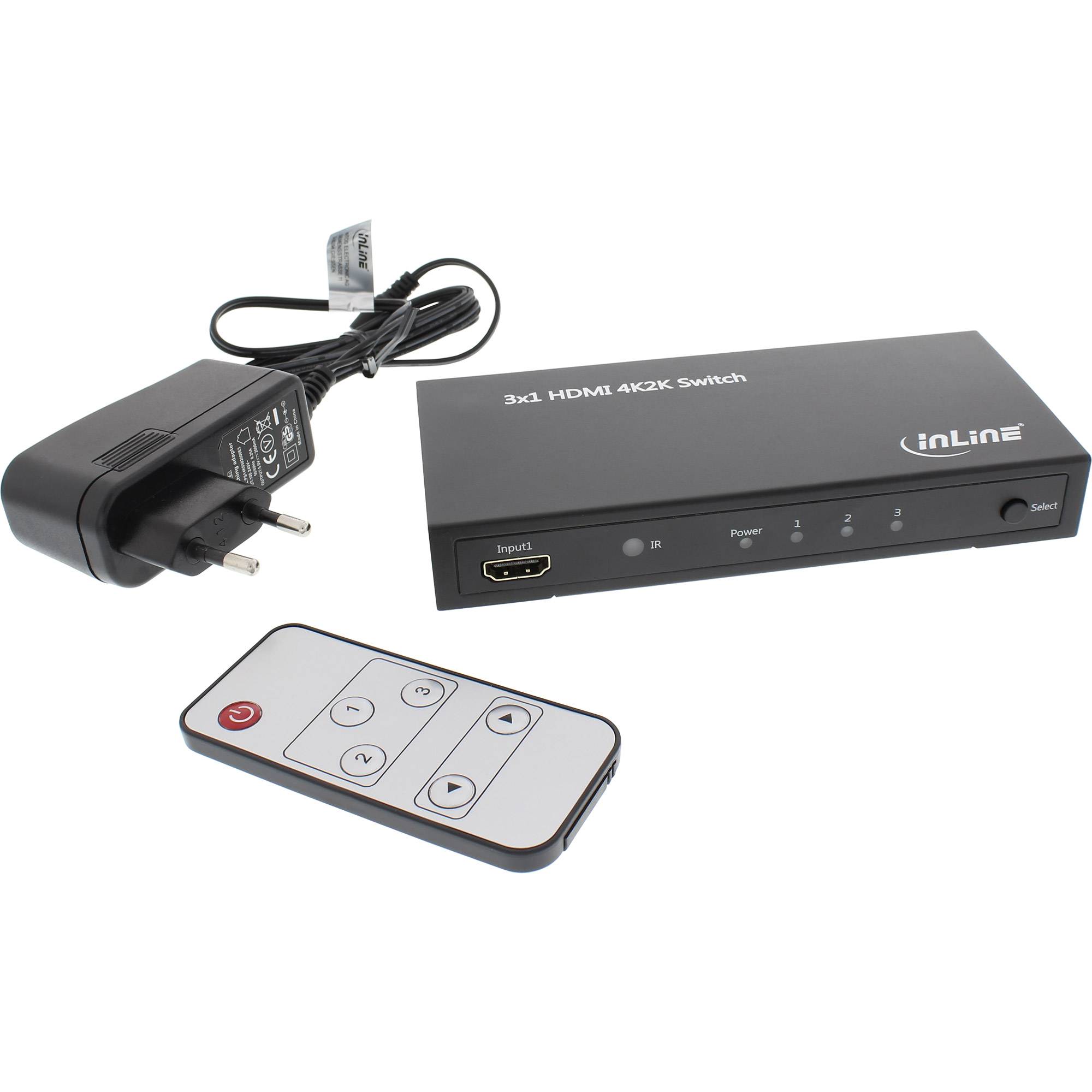 INLINE - HDMI Switch / Umschalter - 3 Eingänge auf 1 Ausgang - 4K2K - 3D - HD Audio