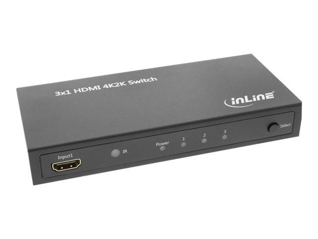 INLINE - HDMI Switch / Umschalter - 3 Eingänge auf 1 Ausgang - 4K2K - 3D - HD Audio
