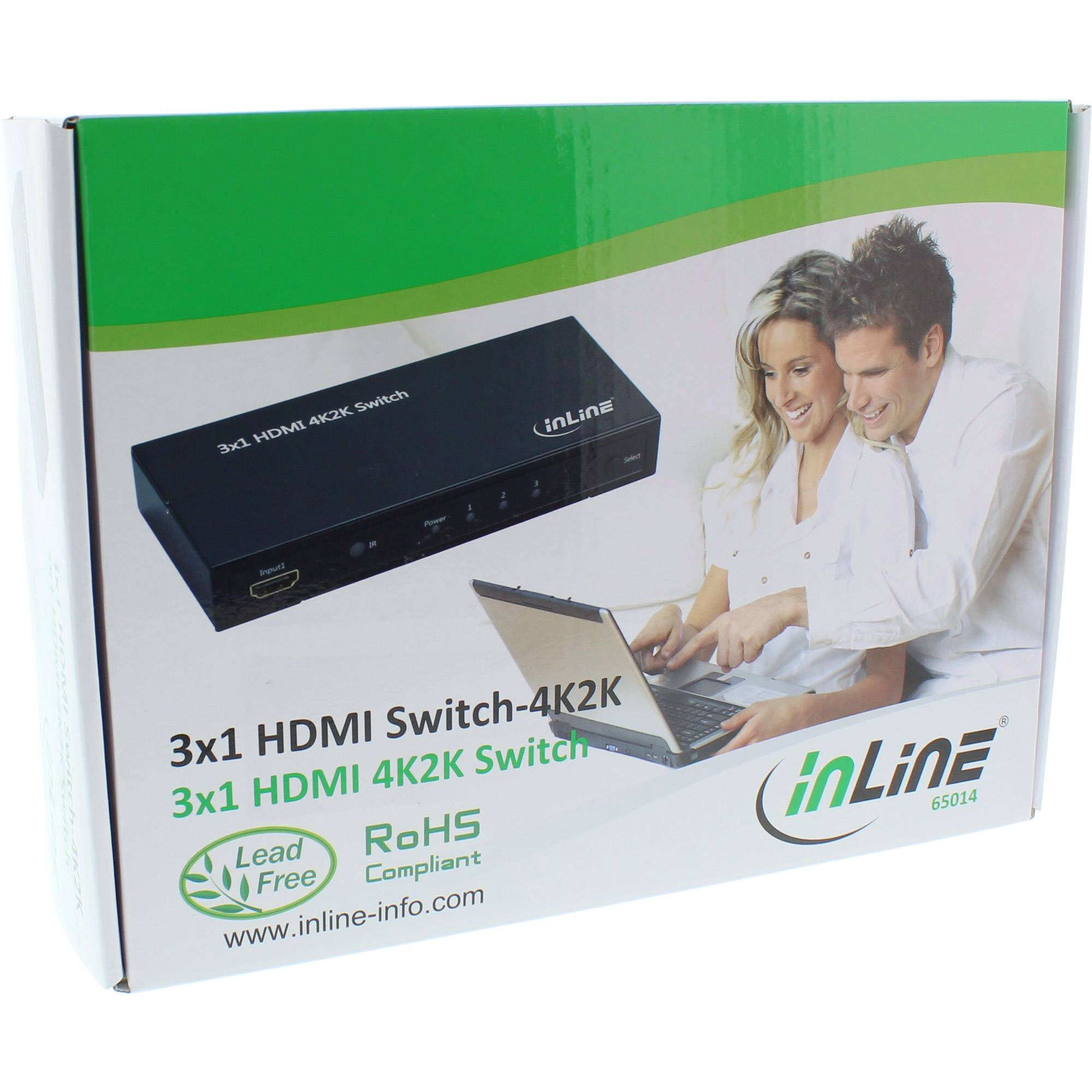 INLINE - HDMI Switch / Umschalter - 3 Eingänge auf 1 Ausgang - 4K2K - 3D - HD Audio