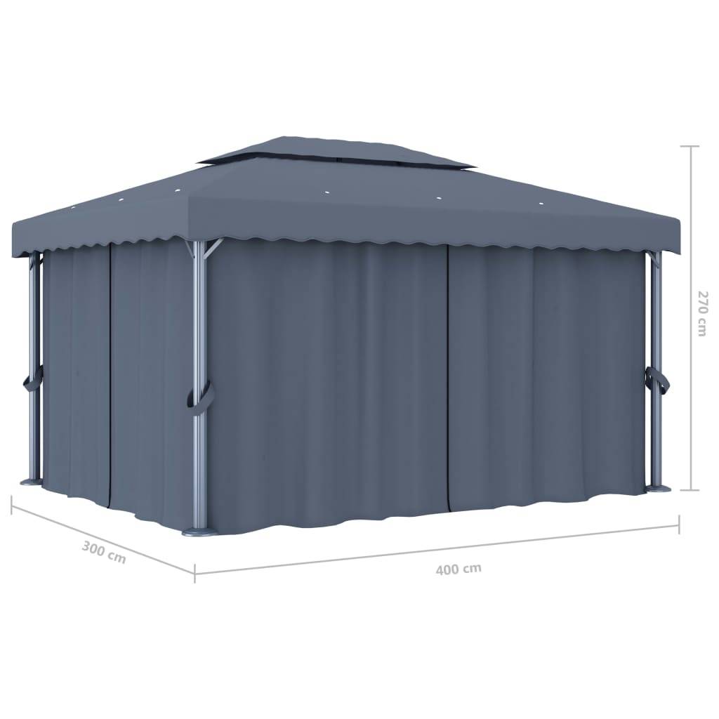 vidaXL Pavillon mit Vorhang 4x3 m Anthrazit Aluminium