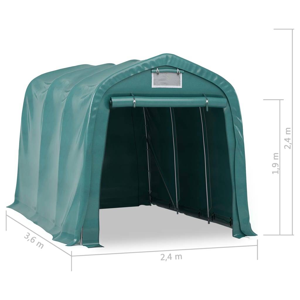 vidaXL Garagenzelt PVC 2,4x3,6 m Grün