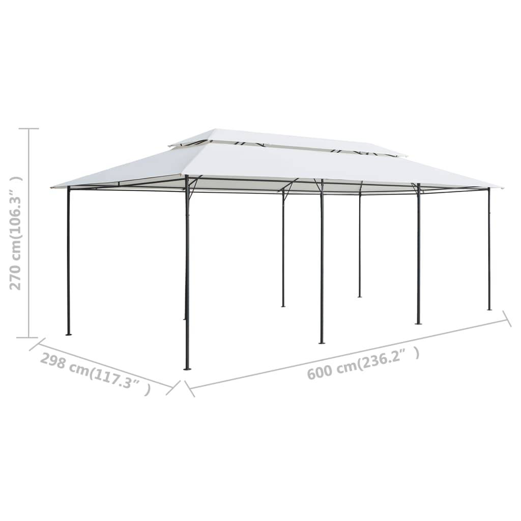 vidaXL Pavillon mit Vorhängen 600x298x270 cm Weiß 180g/m²