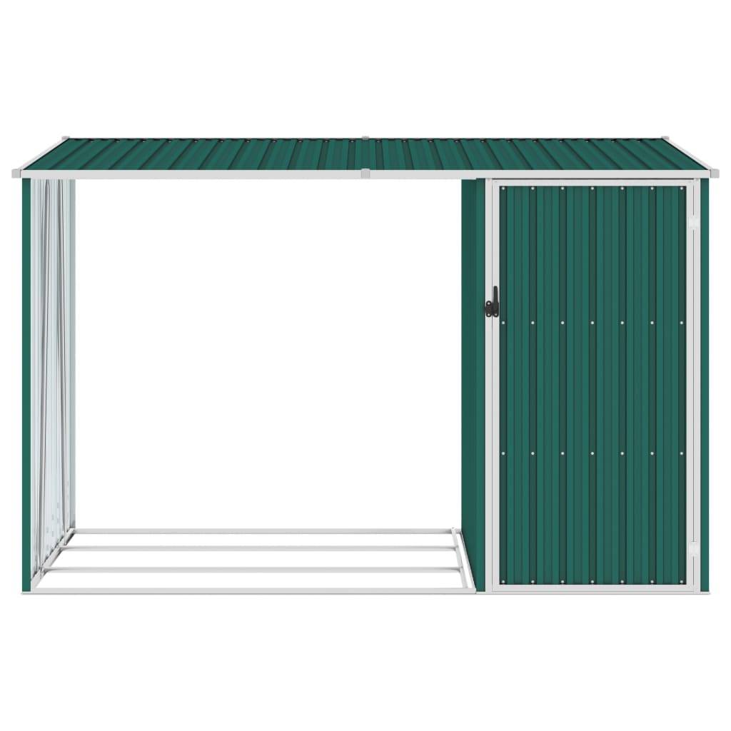 vidaXL Garten Brennholzlager Grün 245x98x159 cm Verzinkter Stahl