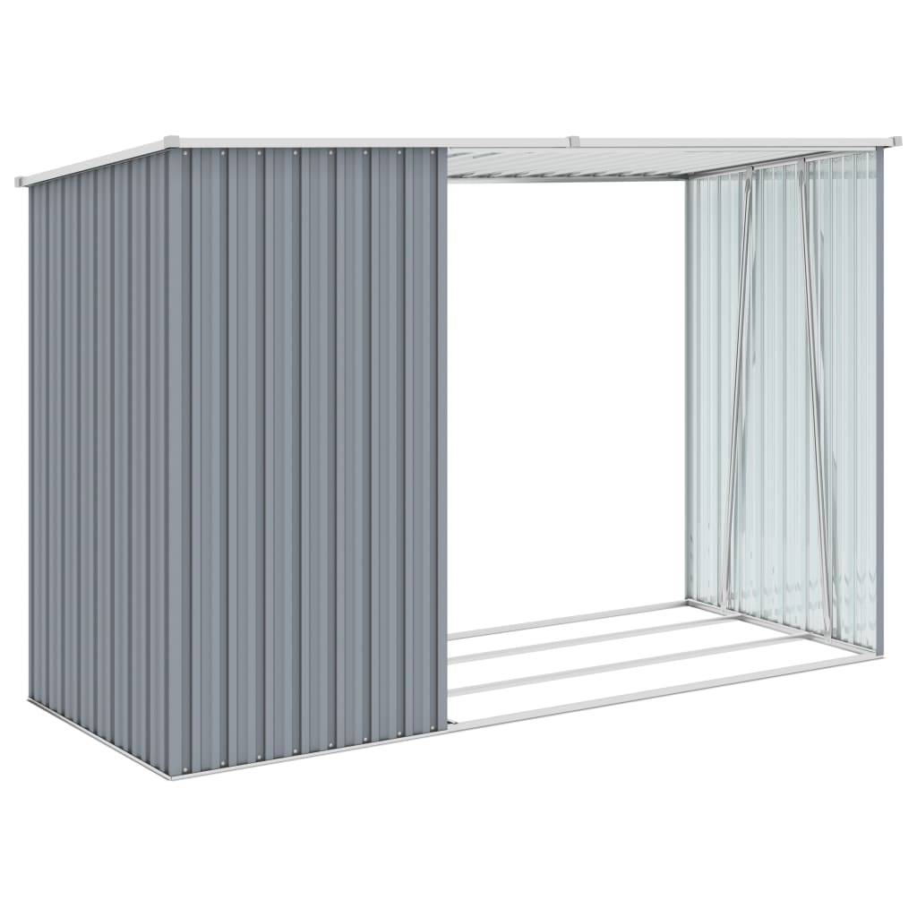 vidaXL Garten Brennholzlager Grau 245x98x159 cm Verzinkter Stahl