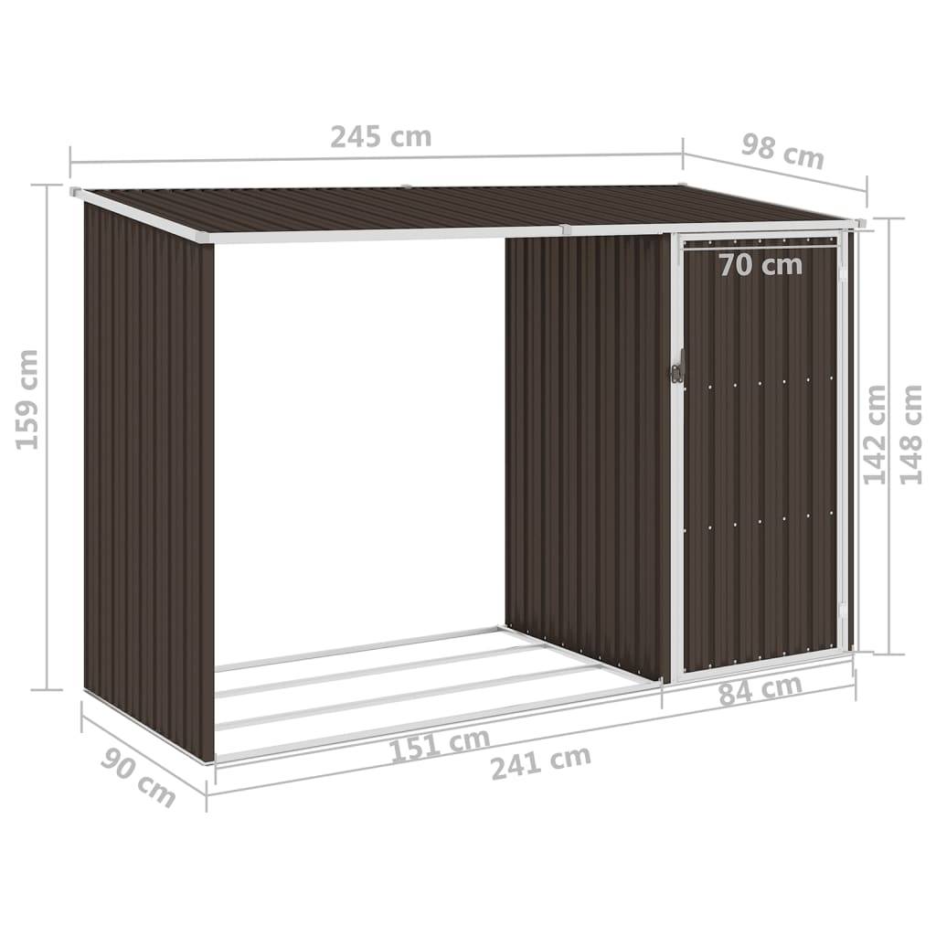 vidaXL Garten Brennholzlager Braun 245x98x159 cm Verzinkter Stahl