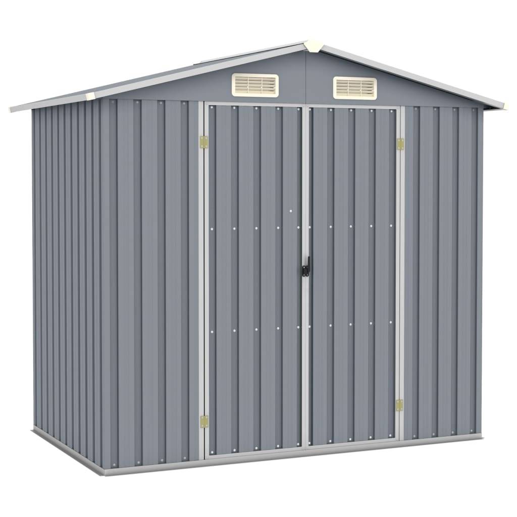 vidaXL Gerätehaus Grau 205x129x183 cm Verzinkter Stahl