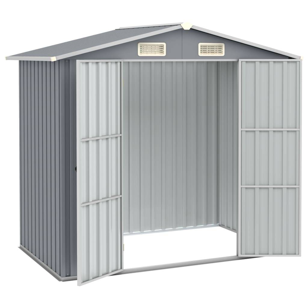 vidaXL Gerätehaus Grau 205x129x183 cm Verzinkter Stahl