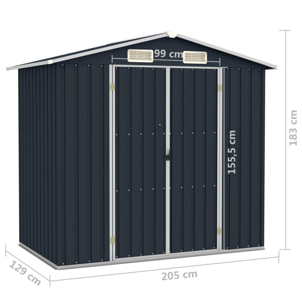 vidaXL Gerätehaus Anthrazit 205x129x183 cm Verzinkter Stahl