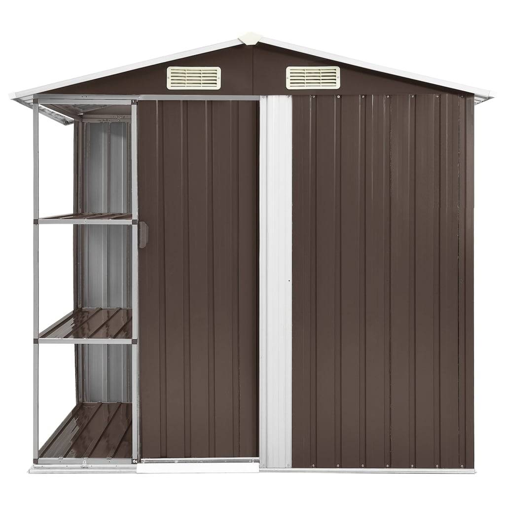 vidaXL Gartenhaus mit Regal Braun 205x130x183 cm Eisen
