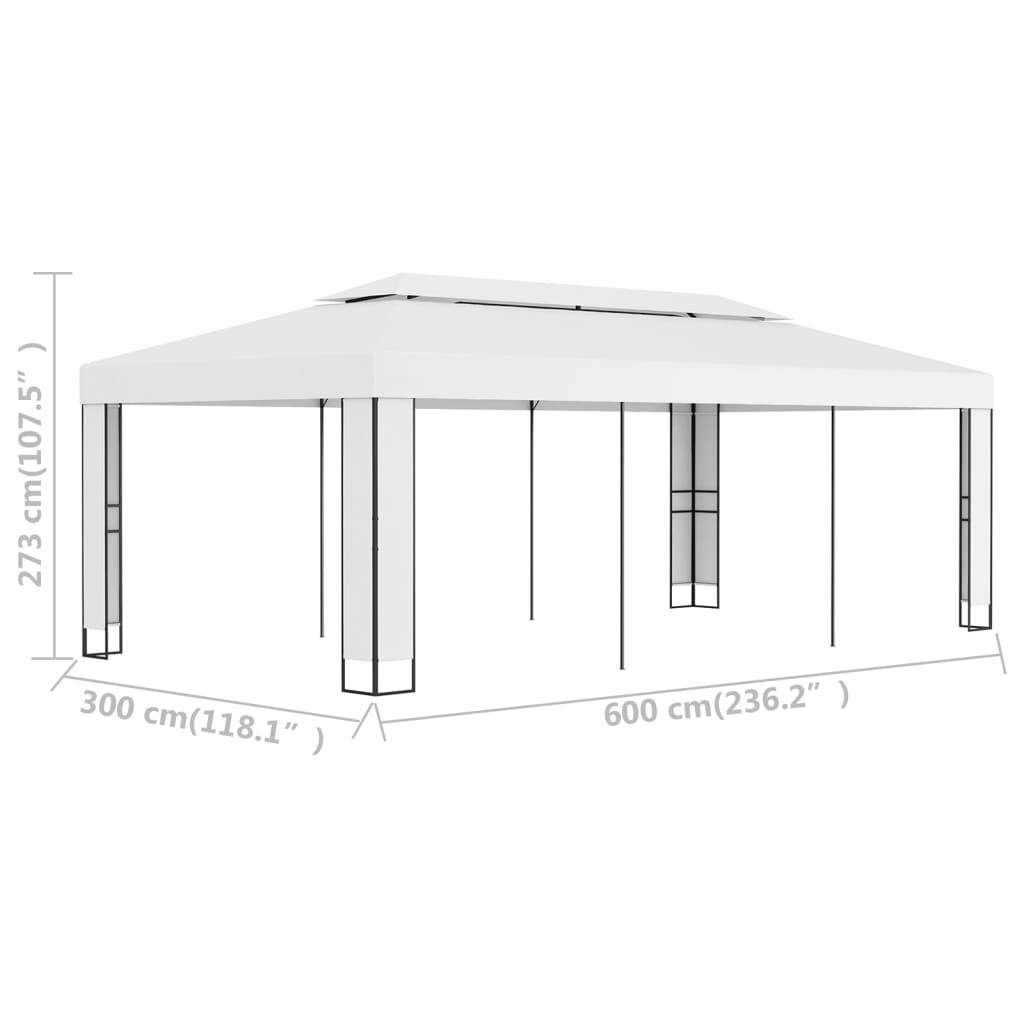vidaXL Pavillon mit Doppeldach 3 x 6 m Weiß