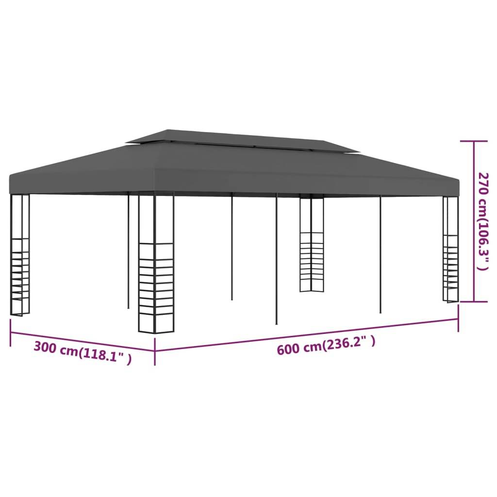 vidaXL Gartenpavillon 3x6 m Anthrazit