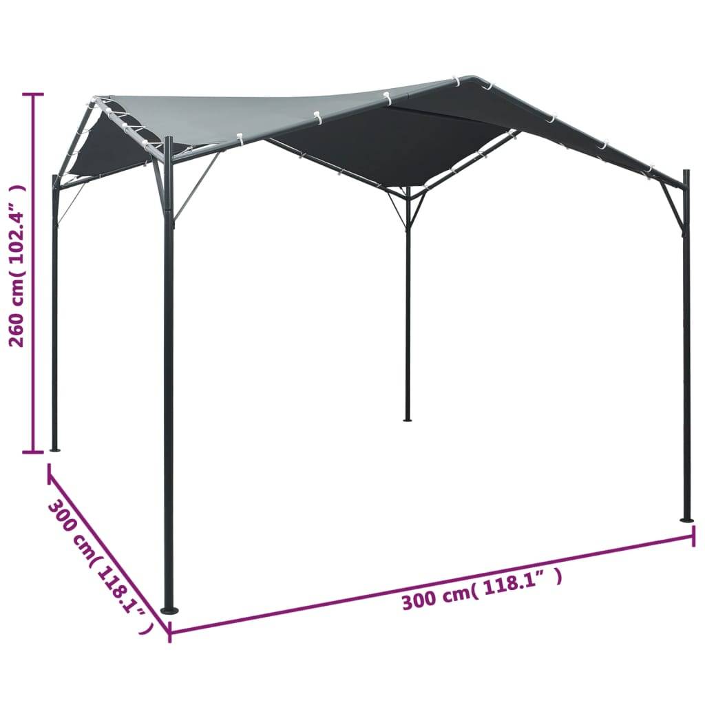 vidaXL Pavilion Partyzelt Überdachung 3x3 m Stahl Anthrazit