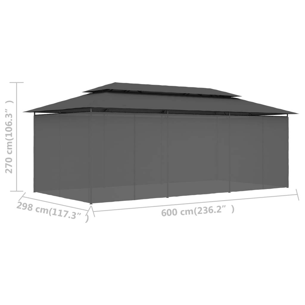 vidaXL Pavillon mit Vorhängen 600x298x270 cm Anthrazit