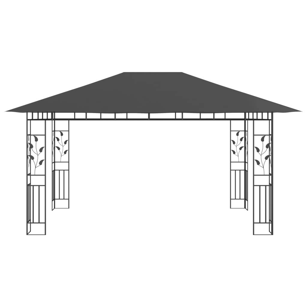 vidaXL Pavillon mit Moskitonetz 4x3x2,73 m Anthrazit 180 g/m²