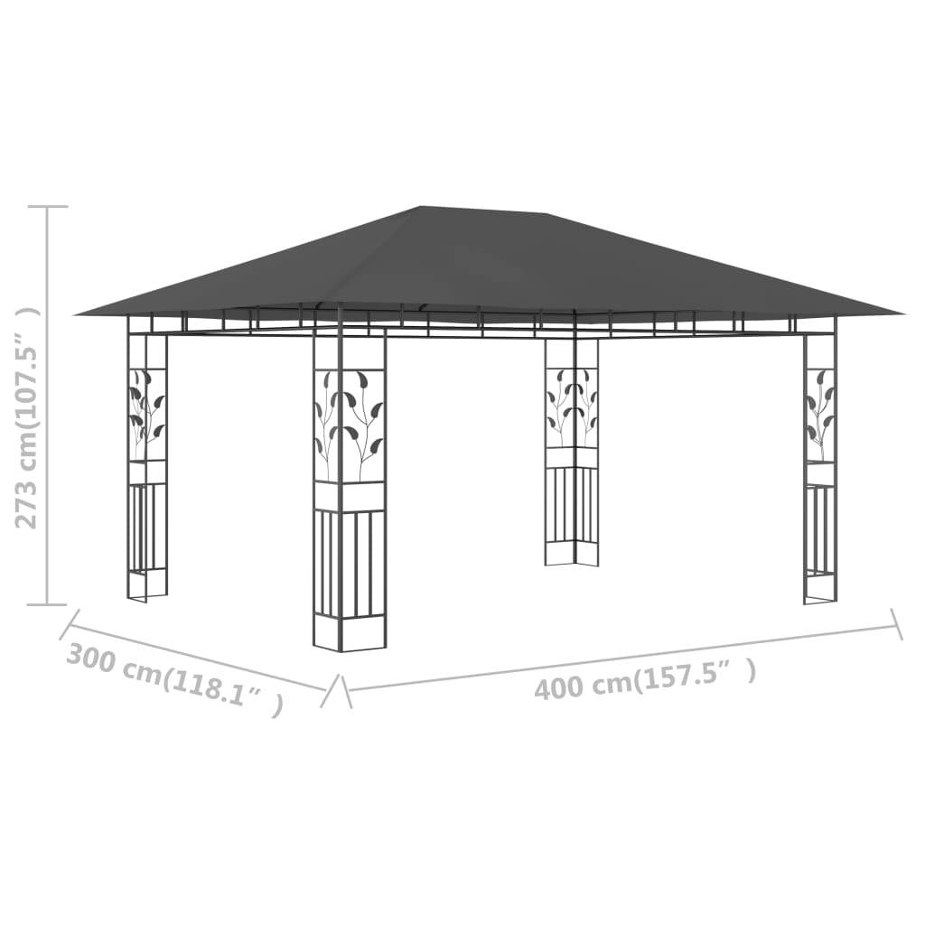 vidaXL Pavillon mit Moskitonetz 4x3x2,73 m Anthrazit 180 g/m²