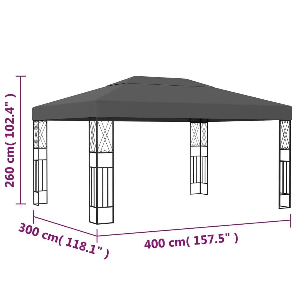 vidaXL Pavillon 3×4 m Anthrazit Stoff