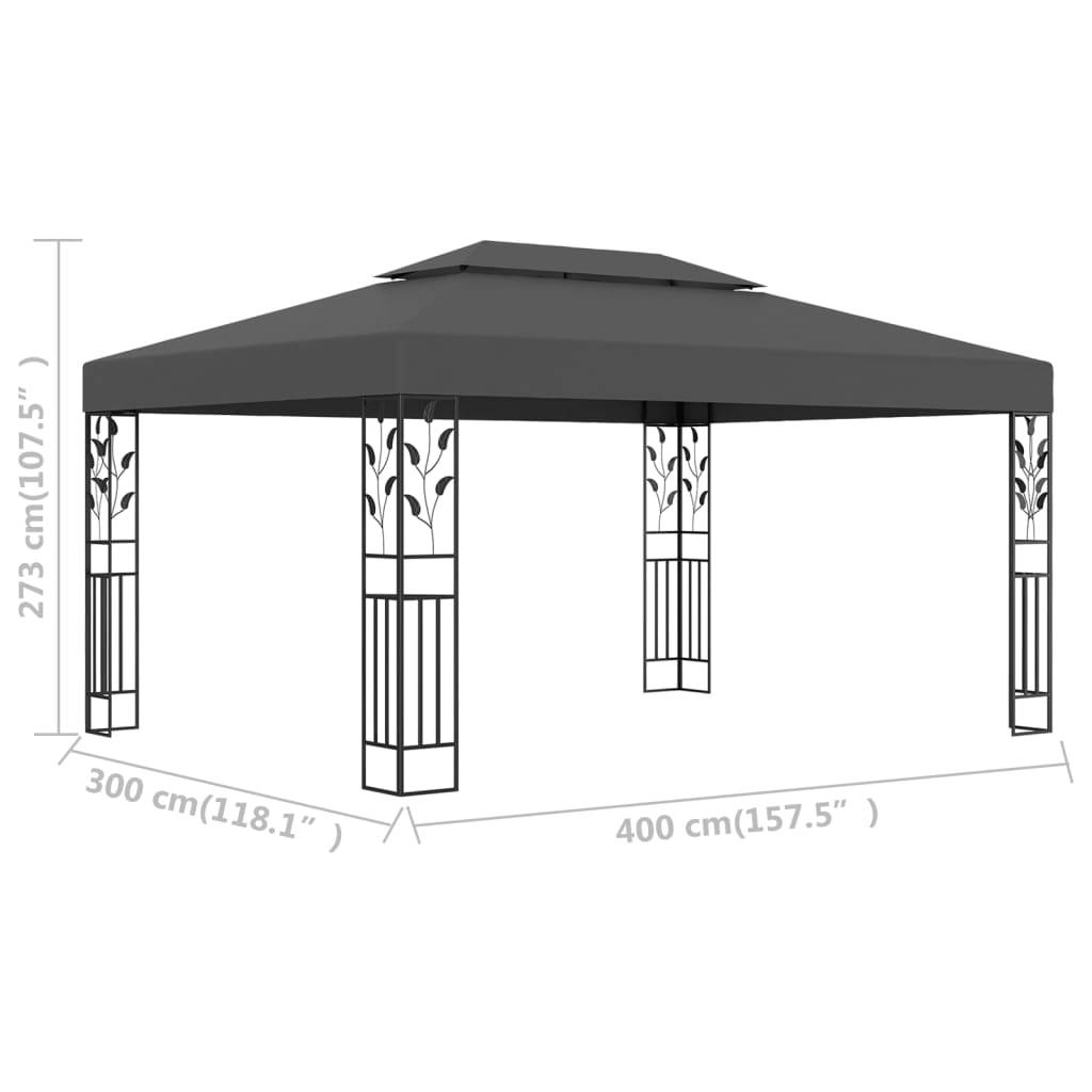 vidaXL Pavillon mit Doppeldach 3x4 m Anthrazit