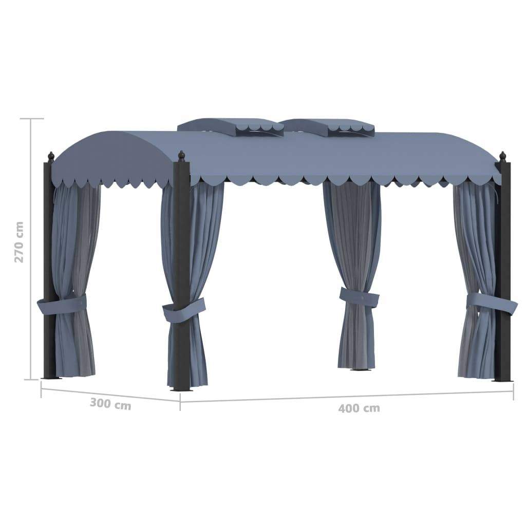vidaXL Pavillon mit Vorhängen 3 x 4 m Anthrazit Stahl
