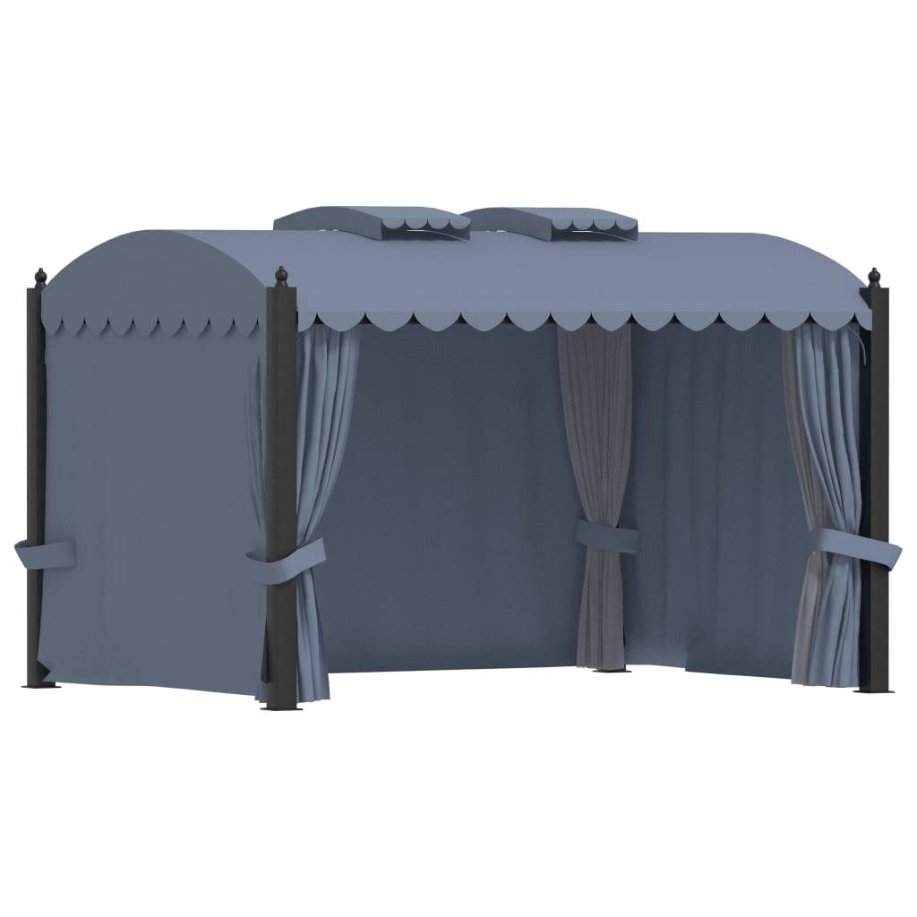 vidaXL Pavillon mit Vorhängen 3 x 4 m Anthrazit Stahl