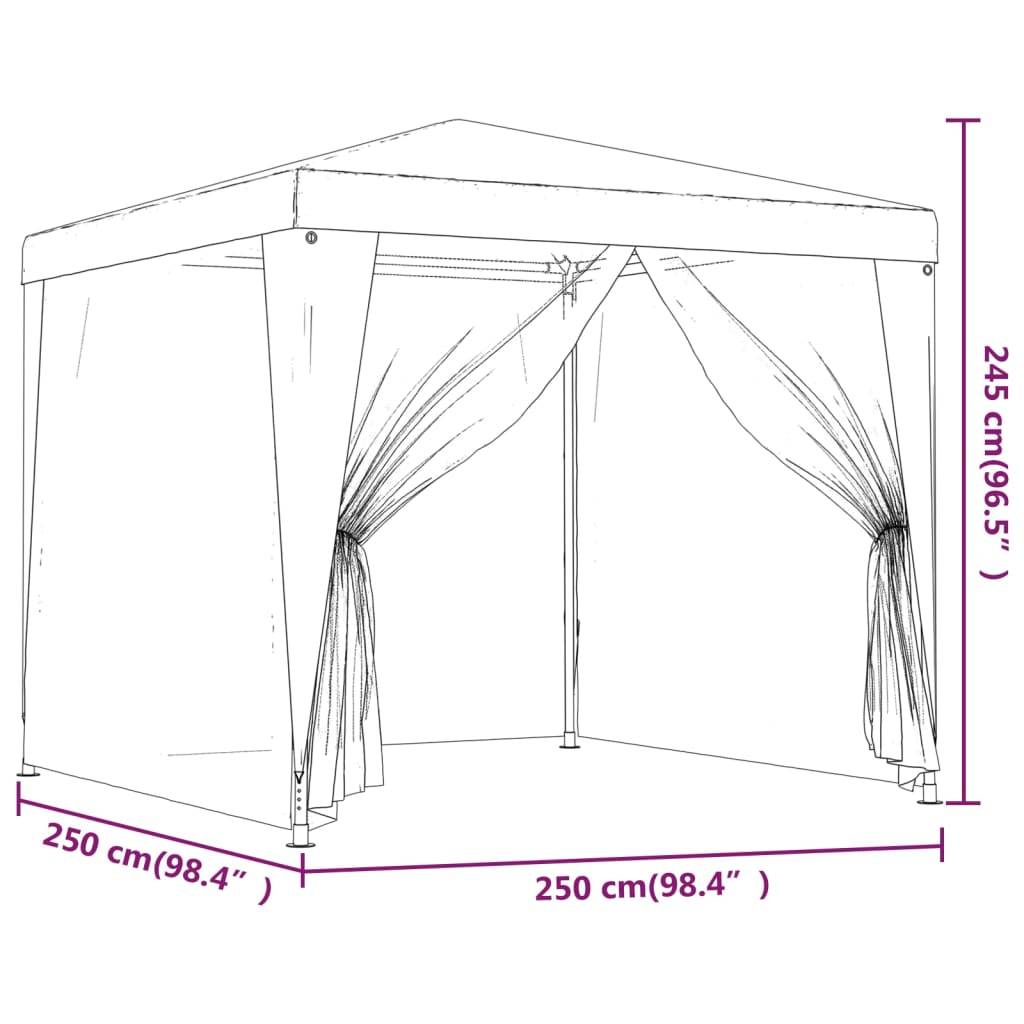 vidaXL Partyzelt mit 4 Mesh-Seitenwänden Rot 2,5x2,5 m HDPE