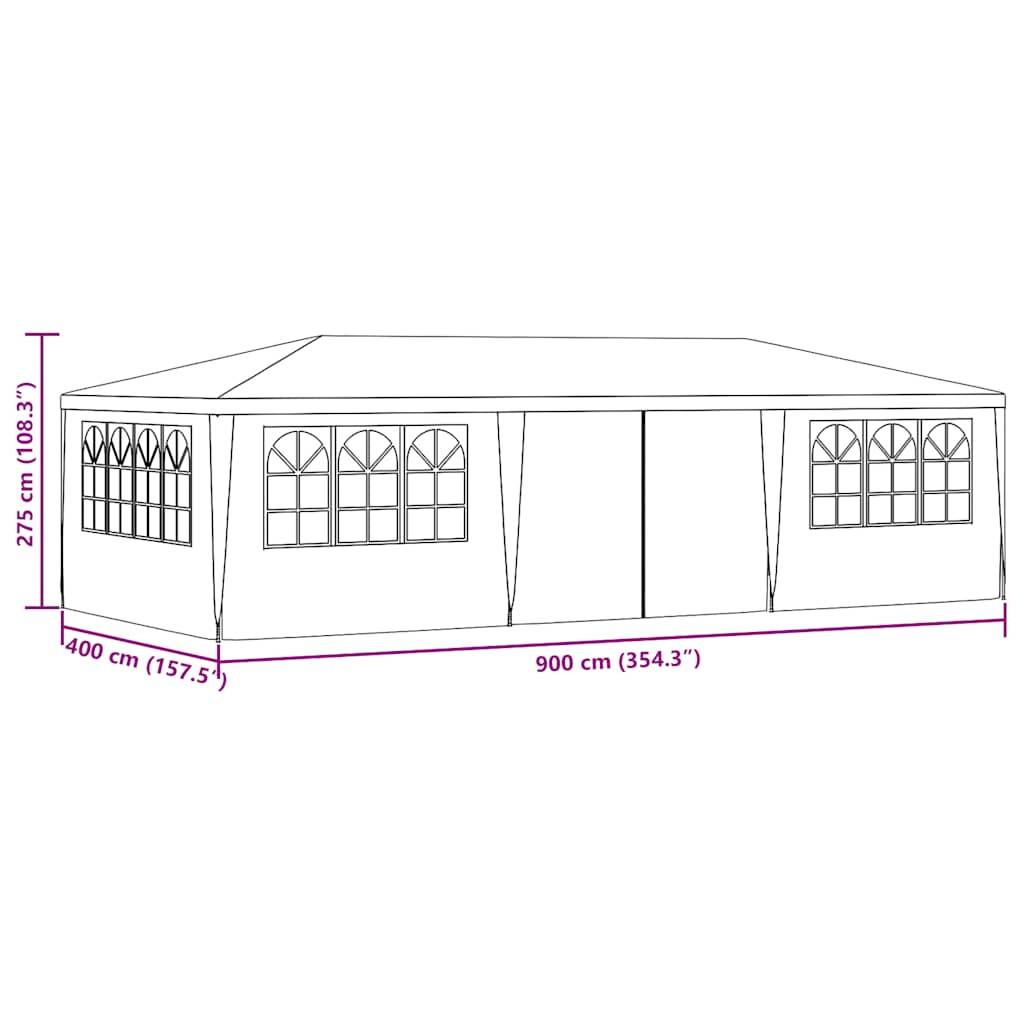 vidaXL Profi-Partyzelt mit Seitenwänden 4×9 m Anthrazit 90 g/m²