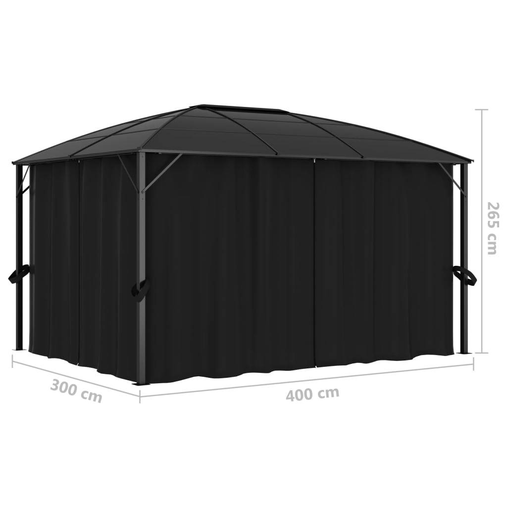 vidaXL Pavillon mit Vorhängen 400 x 300 x 265 cm Anthrazit