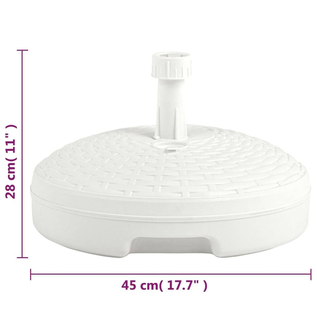 vidaXL Sonnenschirmständer Sand/Wasser 20 L Weiß Kunststoff Rattan