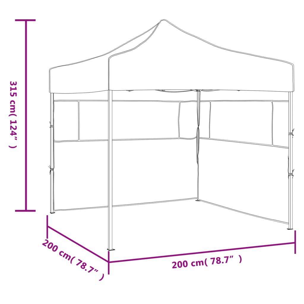 vidaXL Profi-Partyzelt Faltbar mit 2 Seitenwänden 2×2m Stahl Creme