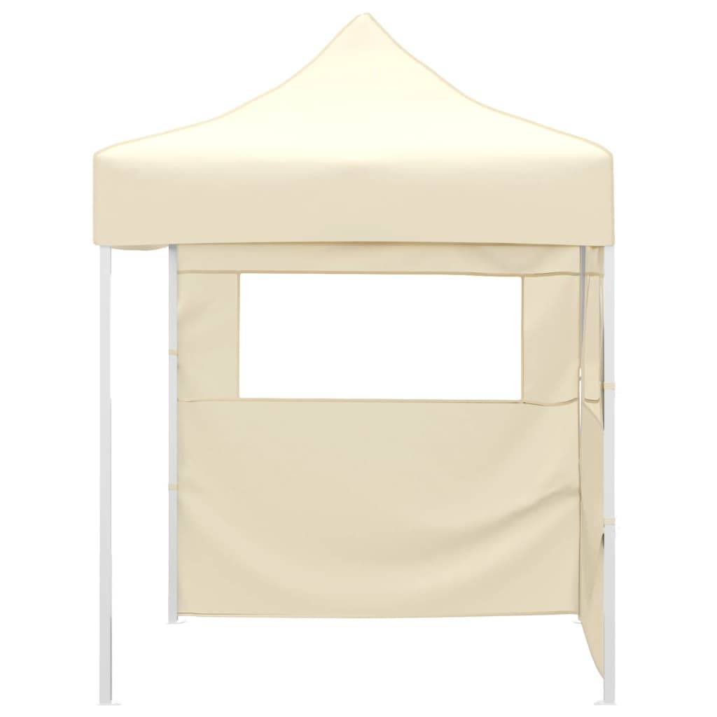vidaXL Profi-Partyzelt Faltbar mit 2 Seitenwänden 2×2m Stahl Creme