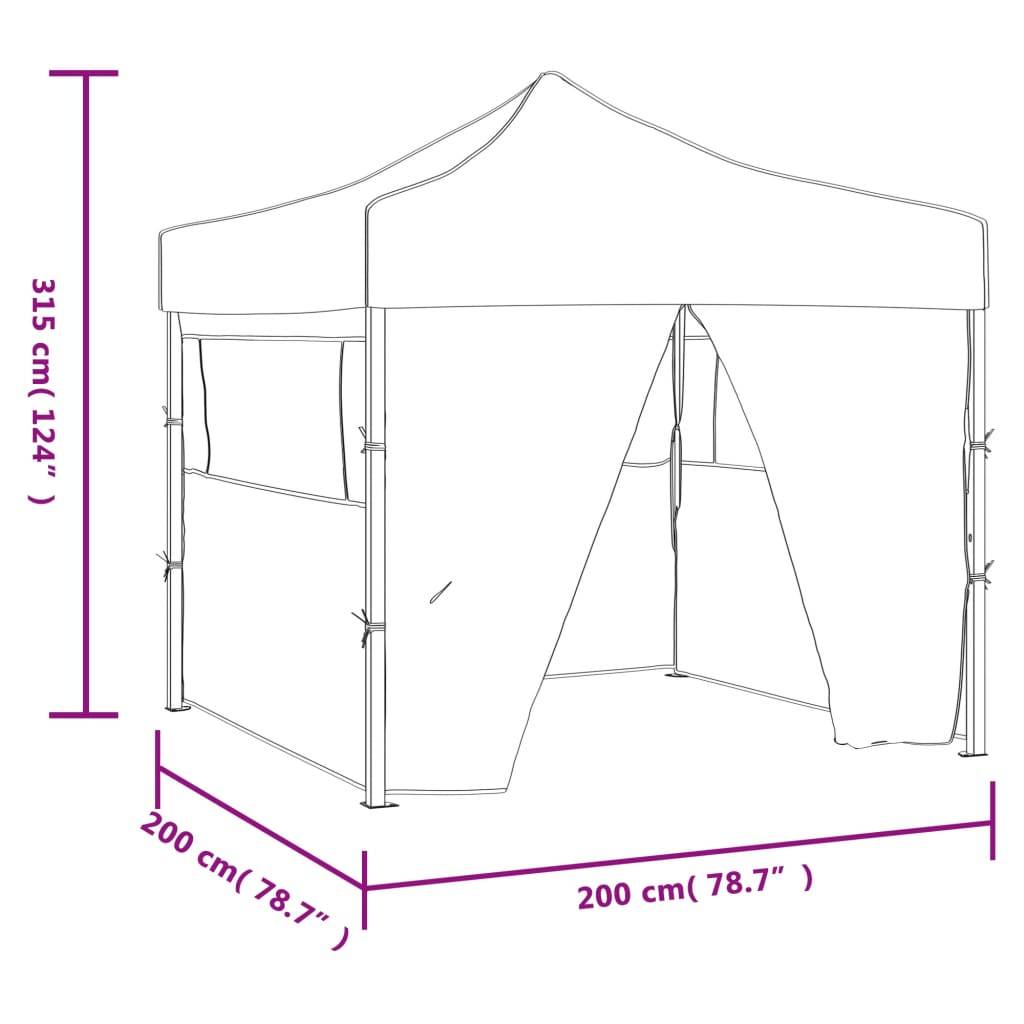 vidaXL Profi-Partyzelt Faltbar mit 4 Seitenwänden 2×2m Stahl Creme