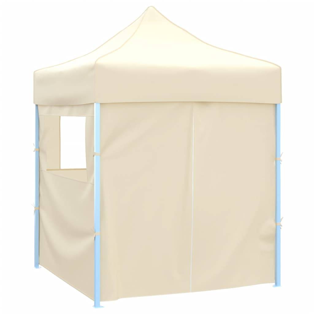 vidaXL Profi-Partyzelt Faltbar mit 4 Seitenwänden 2×2m Stahl Creme