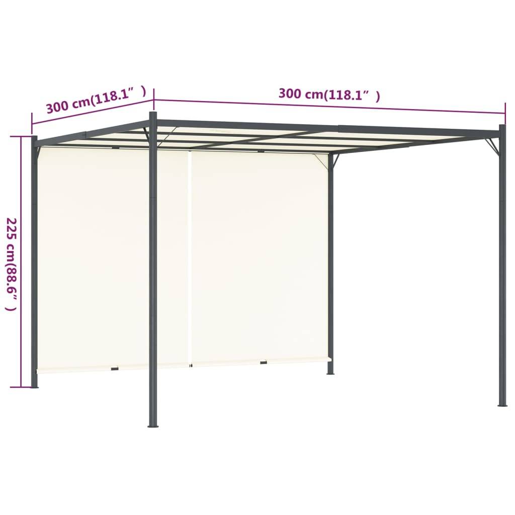 vidaXL Pergola mit Verstellbarem Dach Cremeweiß 3x3 m Stahl