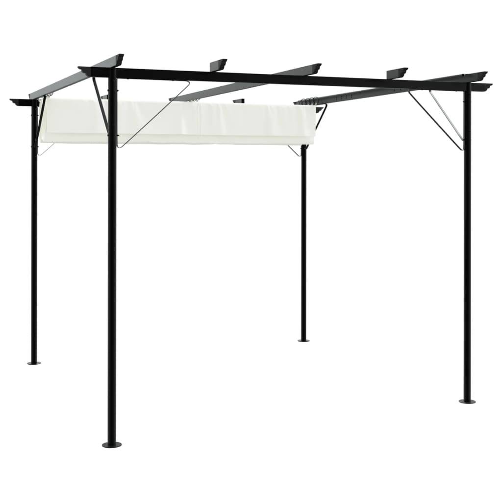 vidaXL Pergola mit Versenkbarem Dach Cremeweiß 3x3 m Stahl