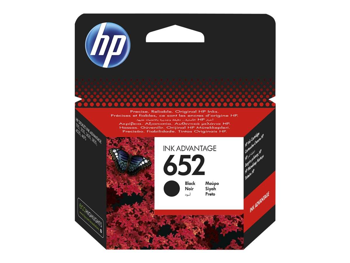 HP 652 Black Original Ink Advantage Cartridge, Tinte auf Pigmentbasis, 360 Seiten, 1 Stück(e)