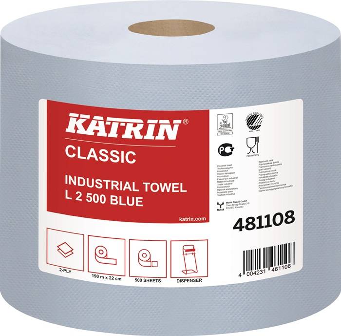 Putztuchrolle Katrin Classic L 2 L360xB220ca.mm blau 2-lagig 2 RL/VE ELOS
